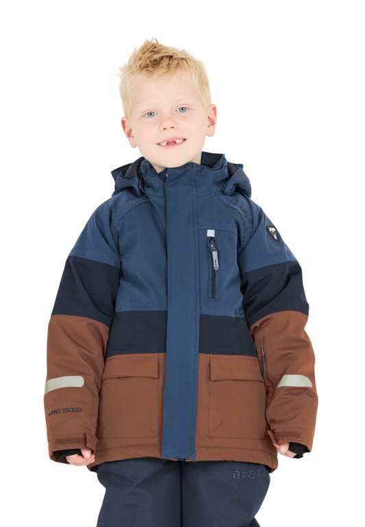 Zigzag Winter-Skijacke Taylora W-PRO 15.000 (4-Wege-Stretch, wasserdicht, winddicht) Insignia blau/braun Kinder